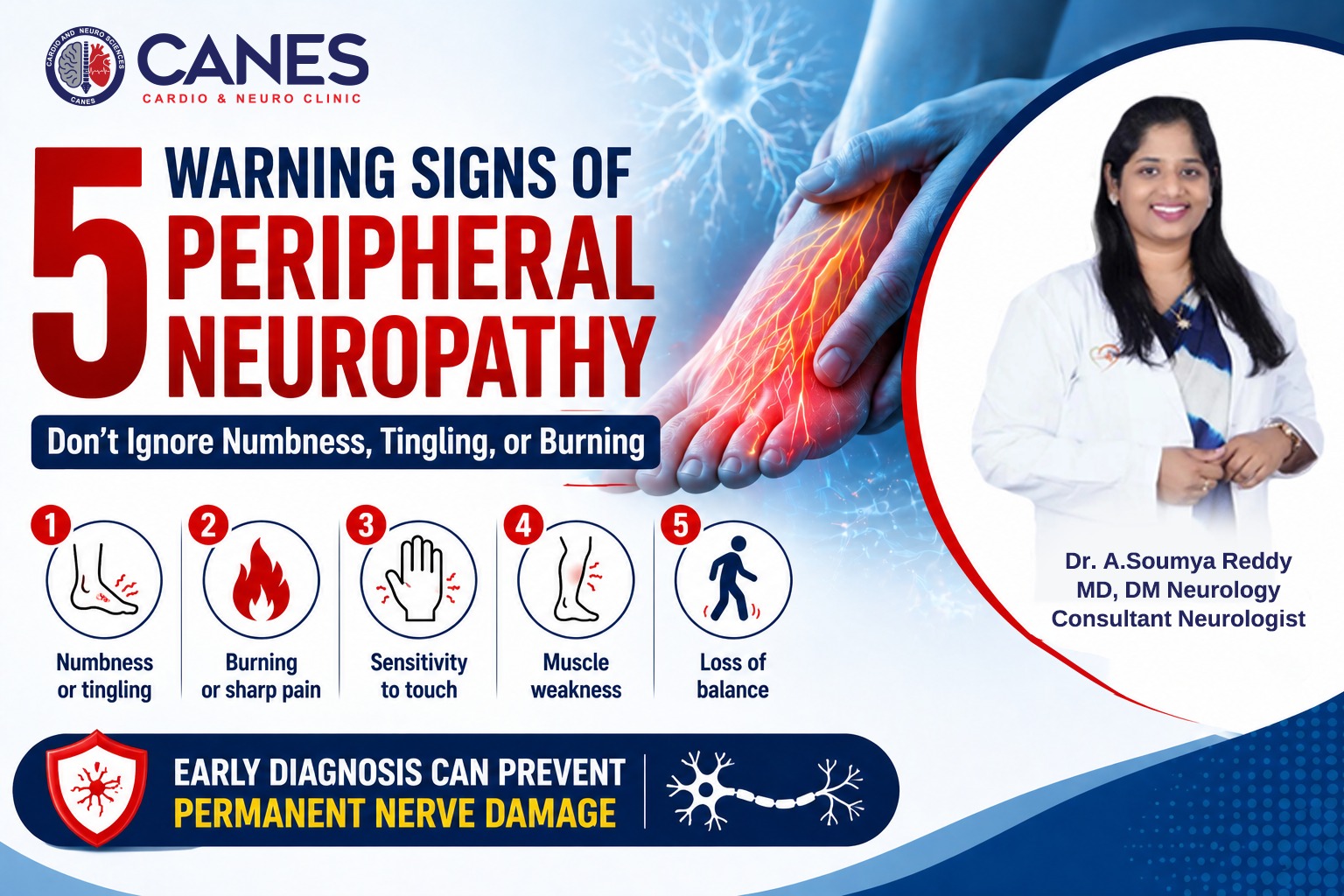 Peripheral Neuropathy: Symptoms and Treatment | Dr Soumya Reddy | Canes Clinic